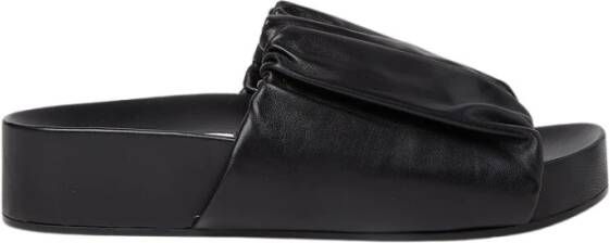 Jil Sander Sandalen Black Sandals With Gathered Upper And Open Design in zwart