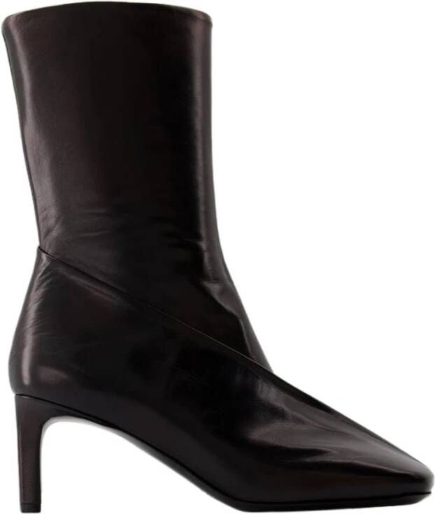 Jil Sander Luxe Zwarte Leren MidCalf Laarzen