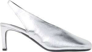 Jil Sander Metallic Leren Vierkante Hoge Hakken Grijs Dames