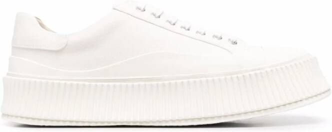 Jil Sander Witte leren rubberen sneakers met zool van 4 cm - Foto 6