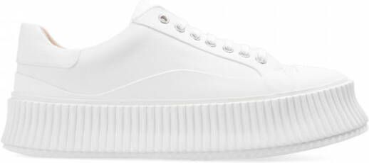 Jil Sander Witte Leren Sneakers Klassiek Model White