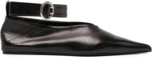 Jil Sander Puntige Leren Ballerina Flats Zwart Dames