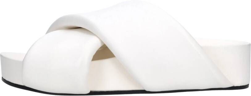 Jil Sander Geweven Criss Cross Leren Slides White Dames