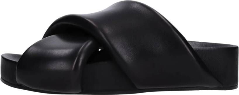 Jil Sander Chunky Crossover Strap Platte Schoenen Zwart