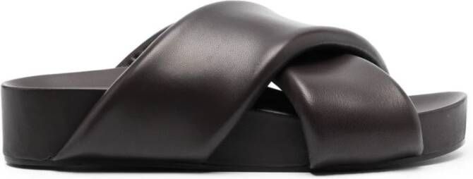 Jil Sander Chunky Crossover Strap Platte Schoenen Zwart