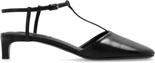 Jil Sander Hoge hakken Black T-Bar Slingback in zwart