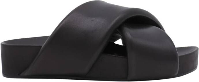 Jil Sander Chunky Crossover Strap Platte Schoenen Zwart