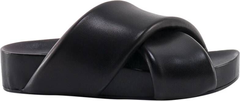 Jil Sander Chunky Crossover Strap Platte Schoenen Zwart