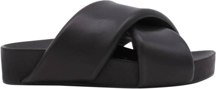 Jil Sander Chunky Crossover Strap Platte Schoenen Zwart