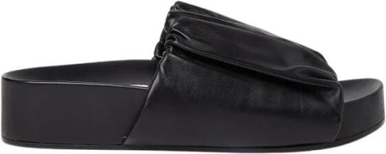 Jil Sander Sandalen Black Sandals With Gathered Upper And Open Design in zwart