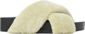 Jil Sander Shearling Cross-Over Sandalen Beige Dames