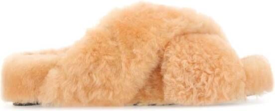 Jil Sander Shearling Slippers in Pasteloranje Oranje Dames