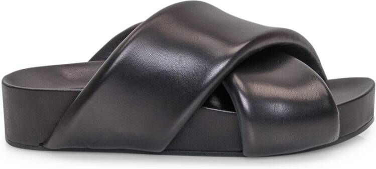 Jil Sander Chunky Crossover Strap Platte Schoenen Zwart