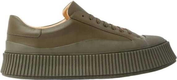 Jil Sander Luxe Minimalistische Gevulkaniseerde Leren Sneakers Green Heren - Foto 5