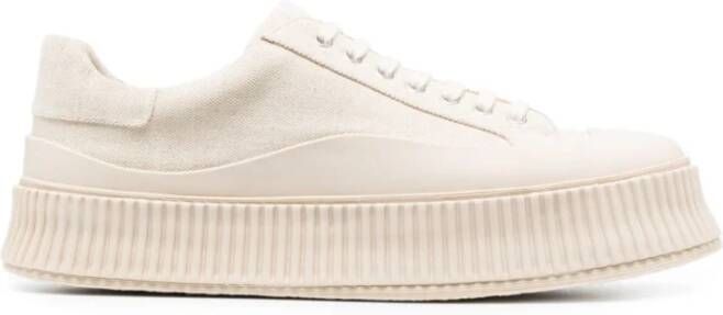Jil Sander Verfijnde Canvas Vulcanized Sneakers Wit - Foto 8