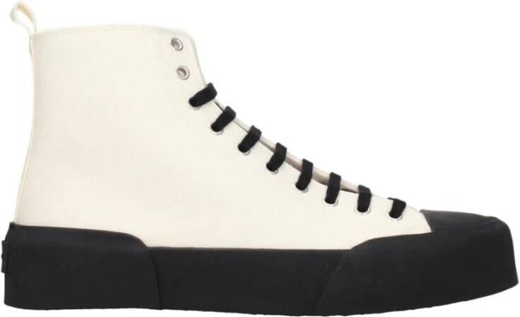 Jil Sander Sneakers van stof met achterlogo en vetersluiting