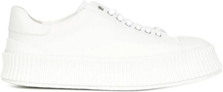 Jil Sander Witte Leren Sneakers Klassiek Model White