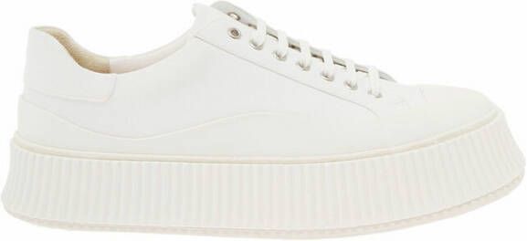 Jil Sander Witte Sneakers Regular Fit Geschikt voor alle temperaturen 100% leer White Dames