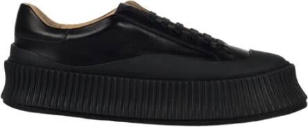 Jil Sander Lage leren sneakers voor dames Black Dames