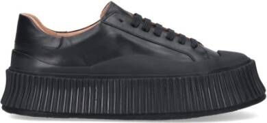 Jil Sander Zwarte Leren Lage Sneakers voor Heren Black Heren