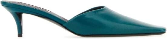 Jil Sander Verhoog je stijl met Teal Green Leren Muiltjes Blauw Dames