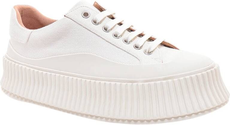 Jil Sander Witte Canvas Vetersneakers White Dames