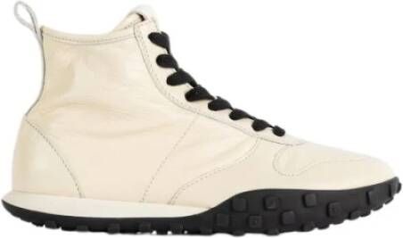 Jil Sander Witte leren high-top sneakers