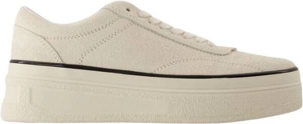 Jil Sander Witte Leren Lage Sneakers Beige Heren