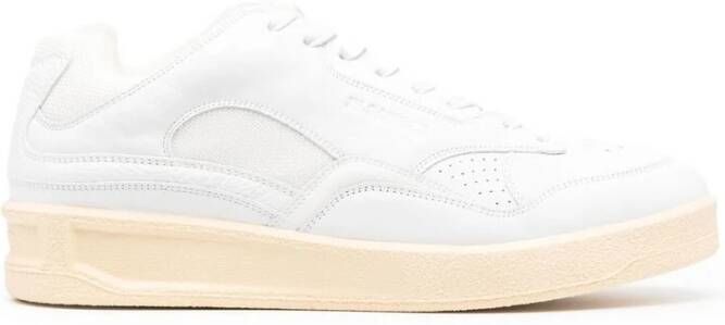 Jil Sander Witte Leren Lage Sneakers White Heren