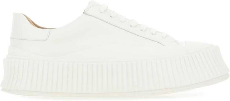 Jil Sander Witte leren rubberen sneakers met zool van 4 cm