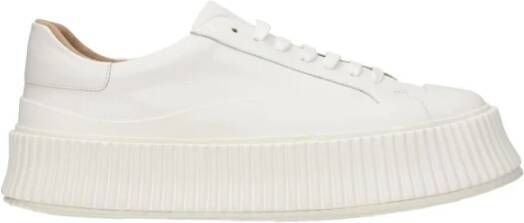 Jil Sander Witte Leren Veterschoenen met Middelhoge Hakken