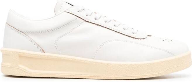 Jil Sander Witte Leren Veterschoenen White Heren