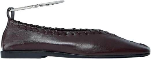 Jil Sander Zilver-tone Leren Ballerina Flats