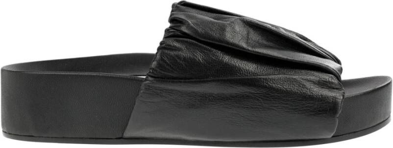 Jil Sander Sandalen Black Sandals With Gathered Upper And Open Design in zwart