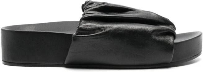 Jil Sander Sandalen Black Sandals With Gathered Upper And Open Design in zwart