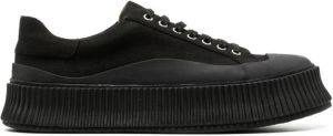 Jil Sander Zwarte lage vetersneakers met gevulkaniseerde rubberen zool Zwart Heren
