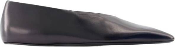 Jil Sander Zwarte Leren Ballerina's Slip-On Ronde Neus Black Dames