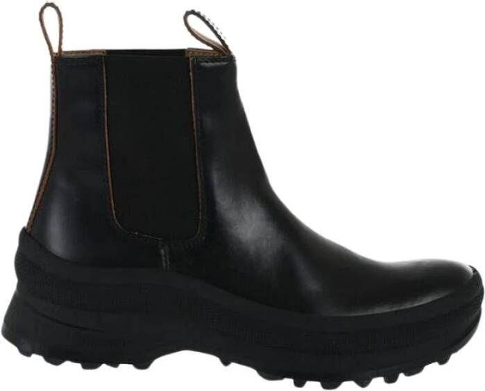 Jil Sander Zwarte Leren Chelsea Booties Vibram Zool