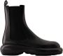 Jil Sander Zwarte Leren Enkellaarzen Instap Ronde Neus Black Dames - Thumbnail 3