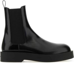 Jil Sander Zwarte leren enkellaarzen Stijlvol en comfortabel Zwart Heren