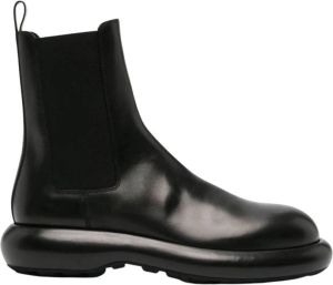 Jil Sander Zwarte Leren Enkellaarzen Zwart Heren