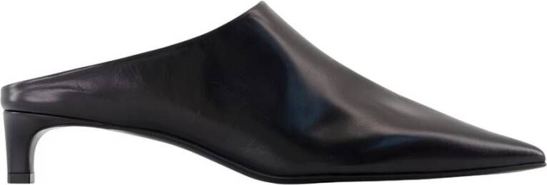 Jil Sander Zwarte leren puntige neus instap sandalen