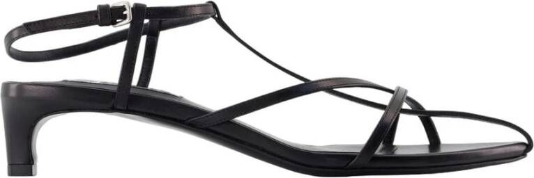 Jil Sander Zwarte Leren Sandalen met Enkelband