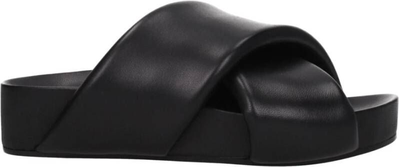 Jil Sander Chunky Crossover Strap Platte Schoenen Zwart
