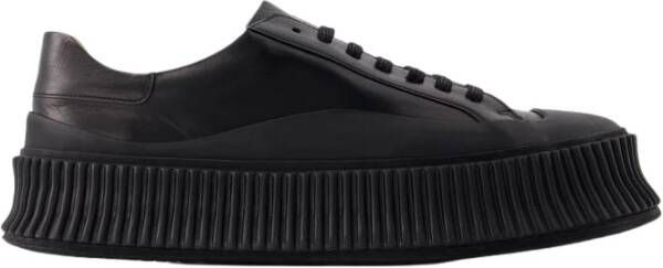 Jil Sander Zwarte Leren Lage Sneakers voor Heren Black Heren