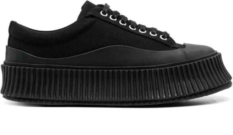 Jil Sander Zwarte leren sneakers
