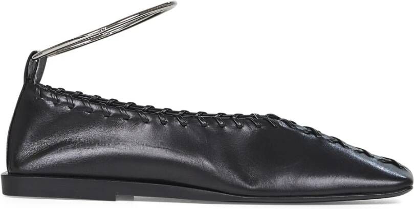 Jil Sander Zwarte platte schoenen met enkelarmband