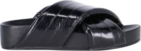 Jil Sander Sandalen Crisscross Black Leather Sandals in zwart