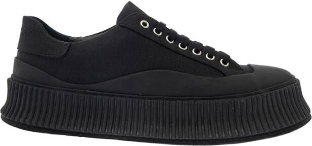 Jil Sander Zwarte katoenen sneaker met kurken platform Black