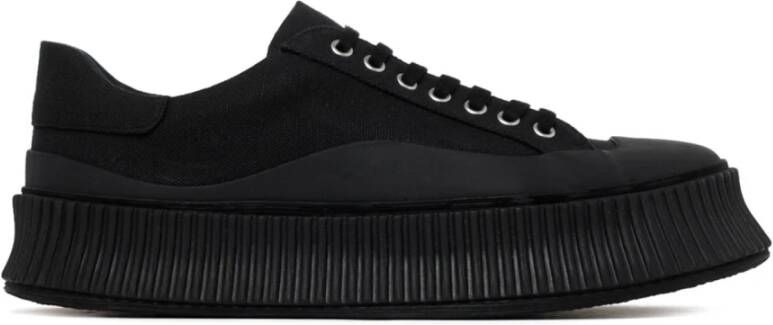 Jil Sander Zwarte katoenen sneaker met kurken platform Black